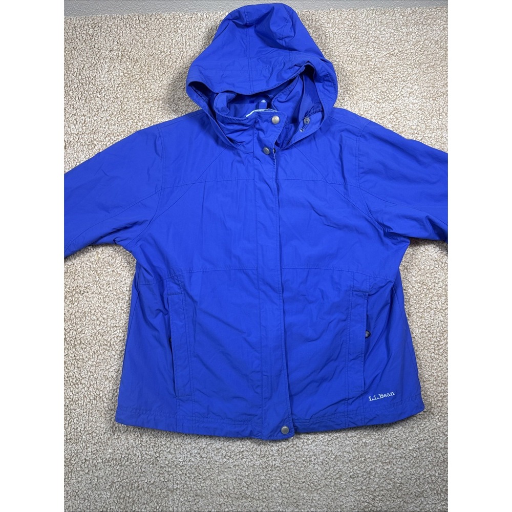 Vintage LL Bean Women's Size Large Hooded Jacket Coat Parka Blue 0BCY8